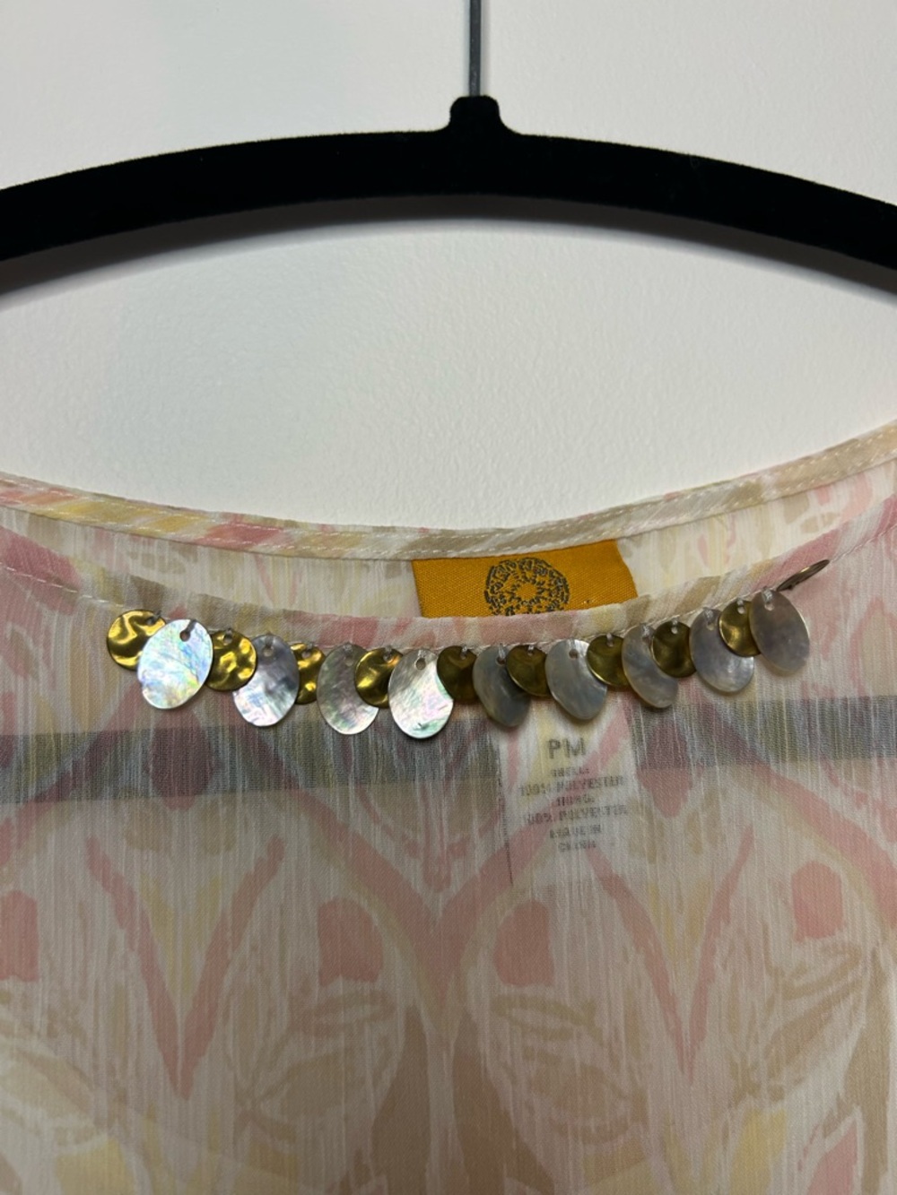 Ruby Rd. Pastel Pink and Cream Sheer Patterned Flutter Blouse - Picture 2 of 5